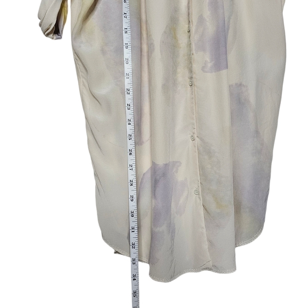 Wilfred Silk Crepe Ruched Pleated Goddess Tunic Neutral Watercolours fits L - XL - Picture 12 of 13